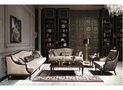 Divano quattro posti, divano tre posti, poltrona grigia, tavolini da salotto, divano in tessuto.