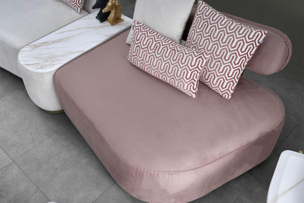 Set divano grande in tessuto rosa a tre posti 4 pezzi