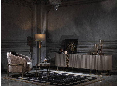 Gruppo poltrone Tavolino da salotto Beige Tessuto Supporto TV Set 3 pezzi