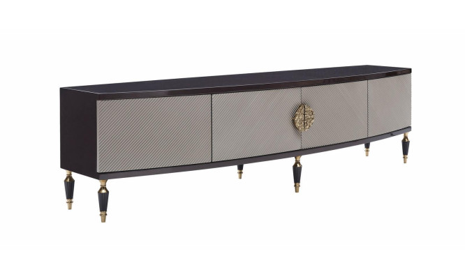 Mobile porta TV basso in legno grigio per soggiorno