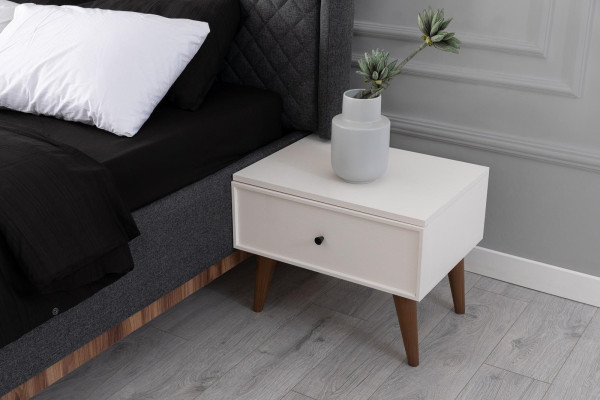 Set da camera da letto in bianco e nero, letto di design, toilette, comò 6 pezzi