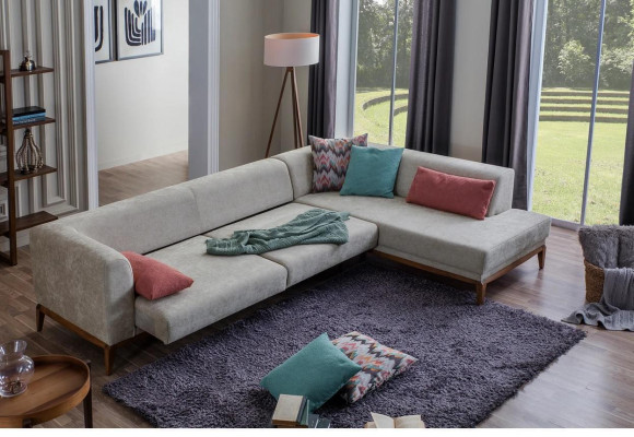 Sofà grigio a L struttura angolare soggiorno divani divani di lusso