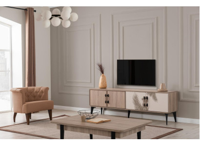 Moderno set da soggiorno con mobile TV Tavolino da caffè di lusso Mobili in legno