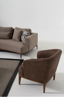 Sedia di lusso monoposto in pelle marrone per salotto da designer