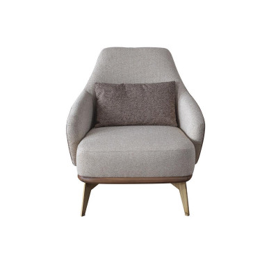 Sedia esclusiva da soggiorno in tessuto monoposto design elegante con gambe in legno di stile  Sedia esclusiva per il soggiorno in tessuto monoposto dal design elegante con gambe in legno di stile