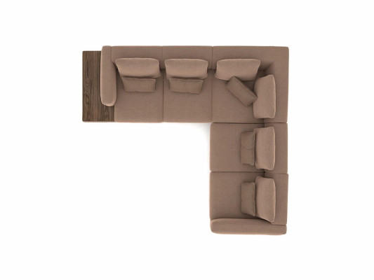 Set da soggiorno design con divano a L e tavolino.