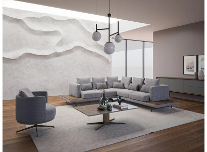 Soggiorno set 3 pezzi Tessuto Divano ad angolo Nuovo Tavolino di lusso mobili