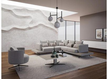 Divano angolare di design a L Arredamento imbottito di lusso Tavolino da salotto Arredamento