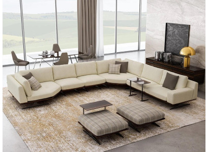 Divano d'angolo completo di lusso a forma di L, divani di lusso, 2 tavolini, 2 sgabelli set nuovo.