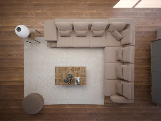 Set soggiorno di design 3 pezzi Divano angolare imbottito in legno Tavolino nuovo