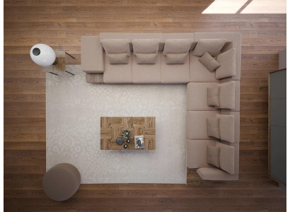 Set soggiorno di design 3 pezzi Divano angolare imbottito in legno Tavolino nuovo