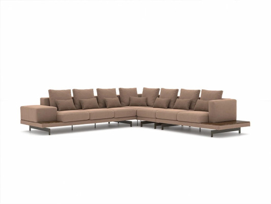 Set soggiorno di design 3 pezzi Divano angolare imbottito in legno Tavolino nuovo