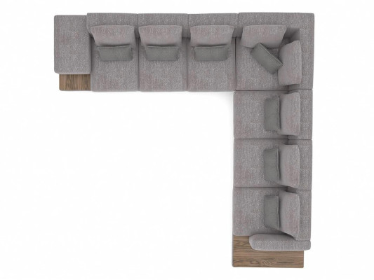 Set da soggiorno 3 pezzi Grigio Divano angolare a forma di L Tavolino in legno Tavolino di design