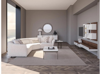 Set di lusso divano ad angolo a L in tessuto salotto tavolino salotto nuovo tavolino da salotto