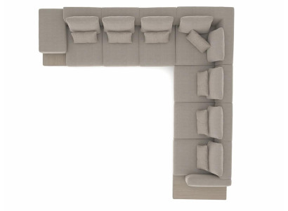 Sofà design grigio imbottito in tessuto, divano angolare, arredamento soggiorno, nuovo.