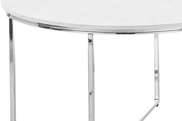 Lussuoso tavolino bianco Gambe in metallo bianco argentato Soggiorno nuovo