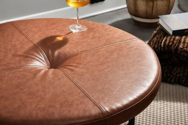 Tavolino in pelle marrone metallo, mobili da soggiorno di alta qualità nuovi ed eleganti moderni