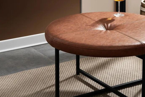 Tavolino in pelle marrone metallo, mobili da soggiorno di alta qualità nuovi ed eleganti moderni