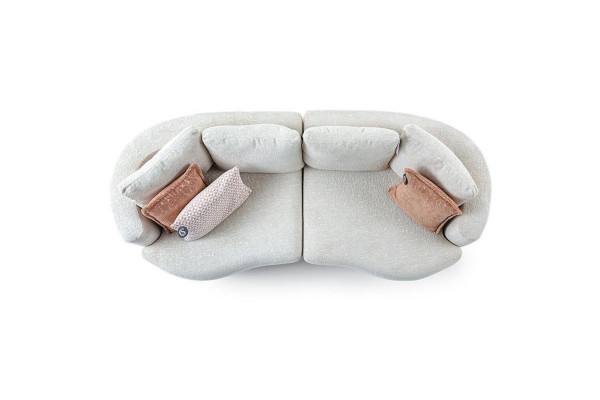 Divano moderno a 3 posti per soggiorno di design in stile lussuoso in tessuto bianco unito.