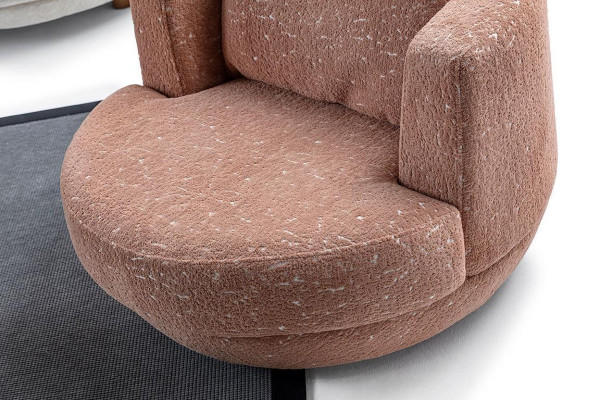 Sedia moderna arancione da salotto, design decorativo di lusso in tessuto.