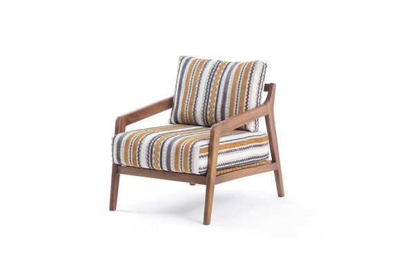 Soggiorno Lounge Design Moderno Divano Monoposto in Tessuto con Cuscini