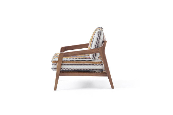 Soggiorno Lounge Design Moderno Divano Monoposto in Tessuto con Cuscini