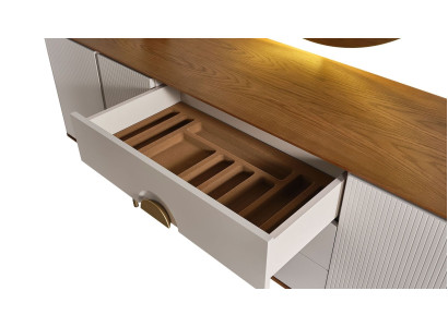 Set da pranzo perfetto composto da credenza beige e specchio, 2 pezzi, nuovo.