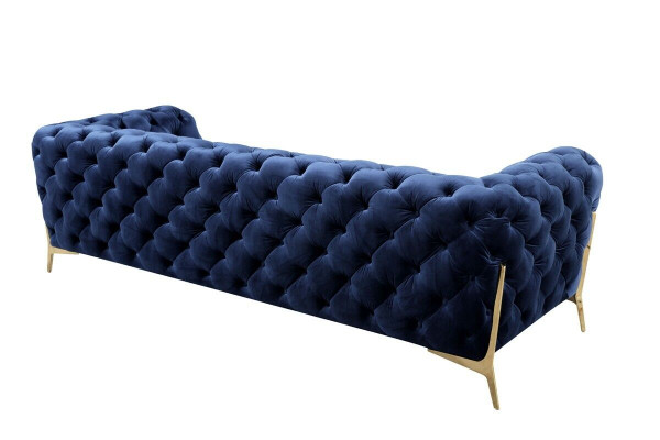 Divano Chesterfield Divano Imbottito XXL Tessuto 3+3 Set di Divani Design Blu
