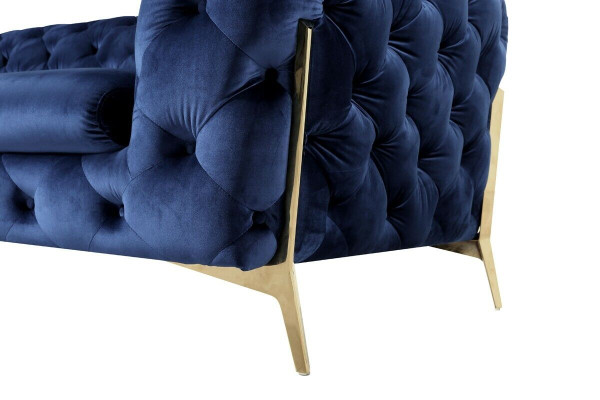 Divano Chesterfield Divano Imbottito XXL Tessuto 3+3 Set di Divani Design Blu