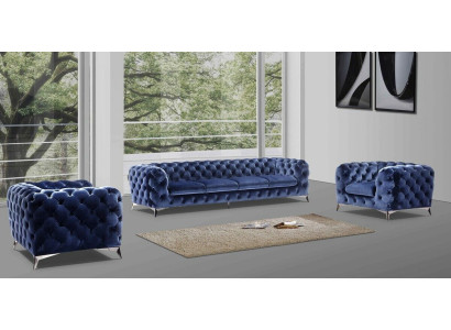 Divano Chesterfield divano imbottito XXL grande set tessile 2+1+1 divani design