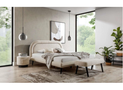 Set da camera da letto bianco elegante con letto 2 comodini in legno di lusso moderno 3 pezzi.