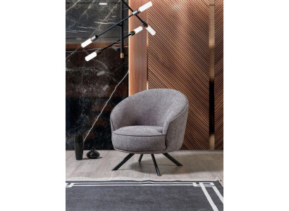 Poltrona in tessuto grigio di lusso a una piazza.