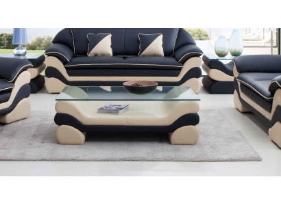 Tavolino classico di lusso in pelle da designer per soggiorno.