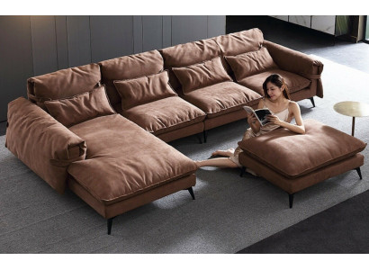 Set di divani angolari di lusso moderni a forma di L, imbottito, per soggiorno.