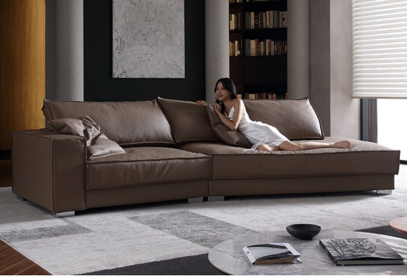 Moderni divani in pelle, divano angolare, divano design angolare a L.