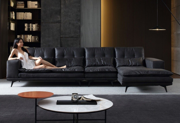 Soggiorno Design Divano d'angolo in tessuto di cuoio Nuovo Divani a L Forma Divano