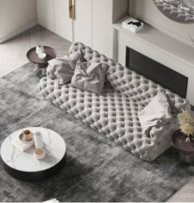 Divano Chesterfield in pelle a tre posti con seduta relax design divano lounge 234 cm.