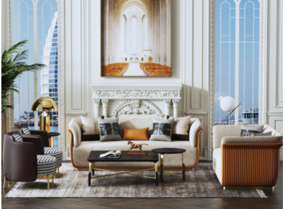 Moderno set di divani 3+2 posti in pelle, gruppo di sedute, 2 pezzi.