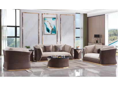 Divano in pelle da 3+2+1 posti, divano, decorazione, soggiorno, set di mobili