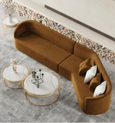 Divano d'angolo a L-forma Living Relax Design Divano Lounge Divani Velluto Sofa