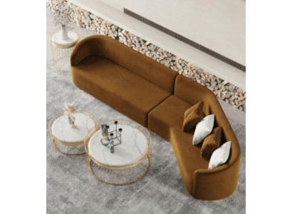Divano d'angolo a L-forma Living Relax Design Divano Lounge Divani Velluto Sofa