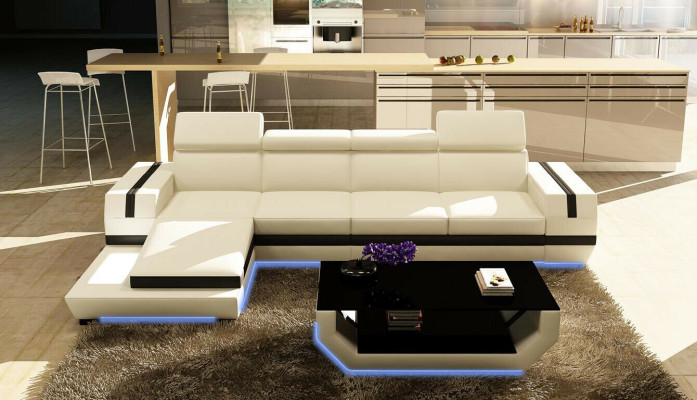 Sofà d'angolo di design moderno Big in pelle Set divano angolare Soggiorno Seduta