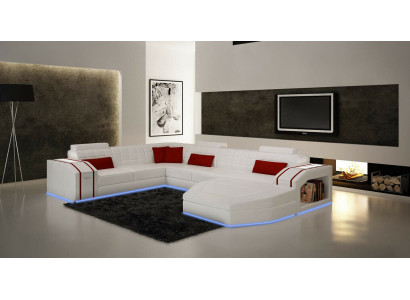 Design angoli Grande divano angolare divano XXL in pelle Sofà Set