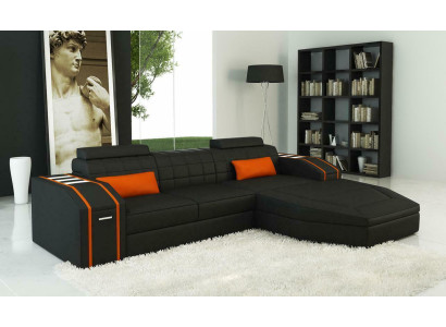 Design Divano d'angolo imbottito in pelle divani set XXL soggiorno