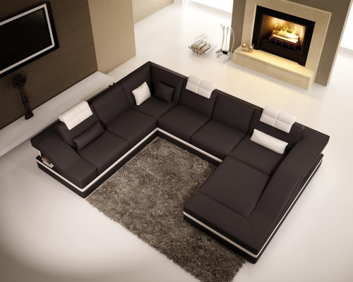 Design Angoli Grande Divano ad Angolo con Cuscini XXL in Pelle Sofà Set Decorativo