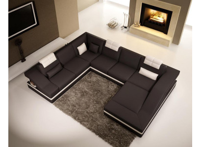 Design Angoli Grande Divano ad Angolo con Cuscini XXL in Pelle Sofà Set Decorativo