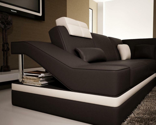 Design Angoli Grande Divano ad Angolo con Cuscini XXL in Pelle Sofà Set Decorativo