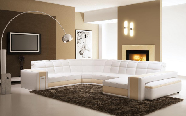Design angoli Grande divano angolare imbottito in pelle con divano insieme XXL.