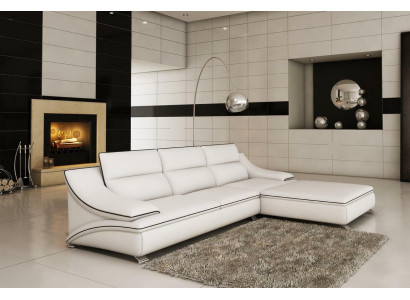 Design divano angolare imbottito in pelle per salotto, divani di grandi dimensioni