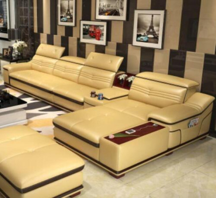 Sedute Mobili Salotto Lusso Divano ad Angolo Divano ad Angolo Forma L Pouf Divano Relax Nuovo